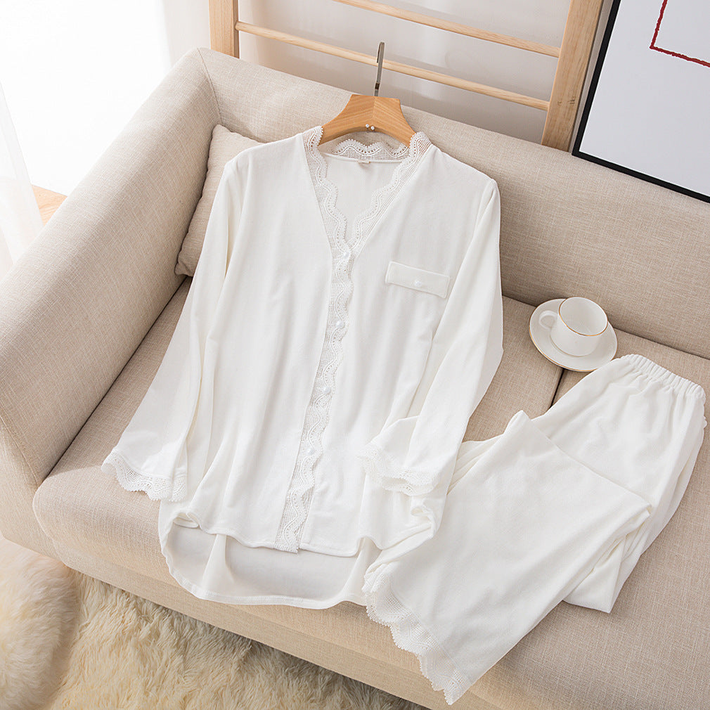 Women's Pure Color Lace Gold Velvet Cardigan Two-Piece Suit